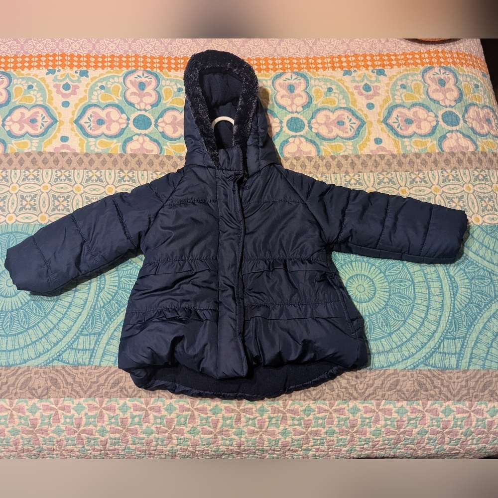 Jessica Simpson Ruffle Puffer Jacket in Navy Girls 12M